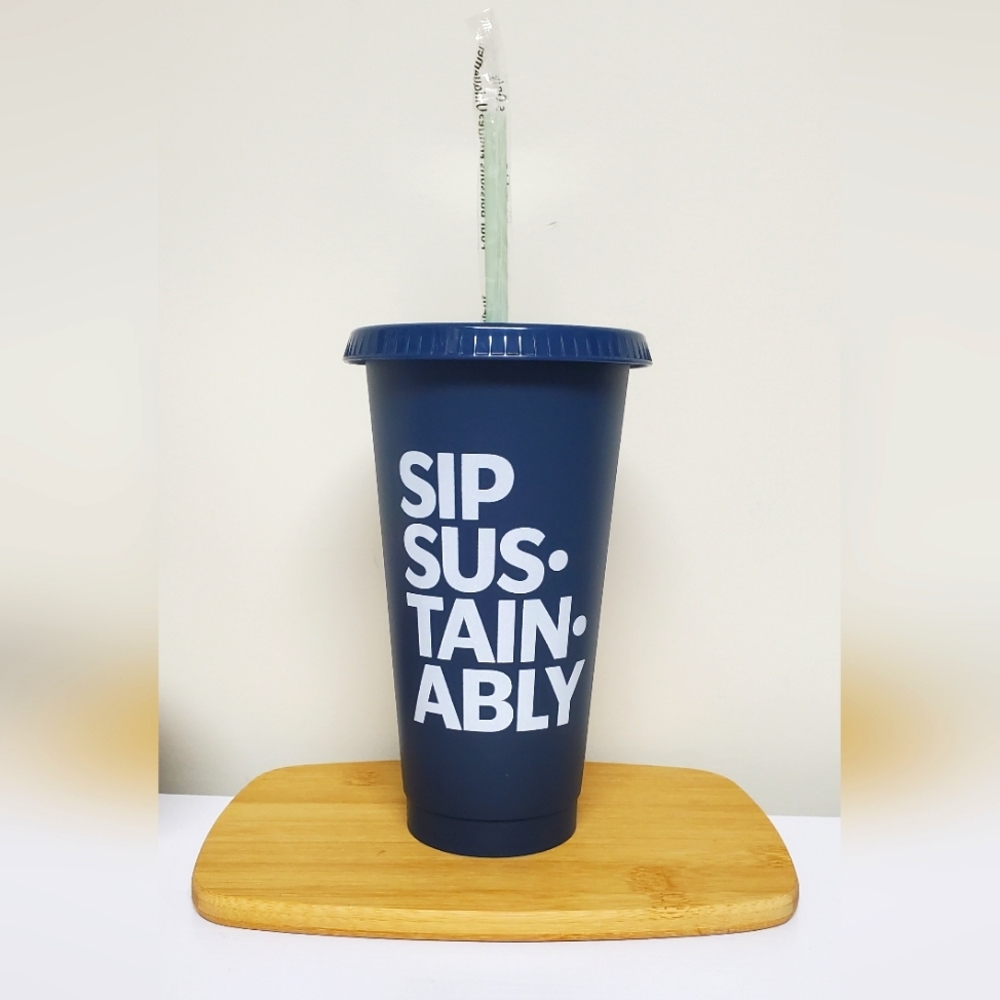 Starbucks Earth Day Limited Reusable Cold Cup Navy Sip Sustainably 2022